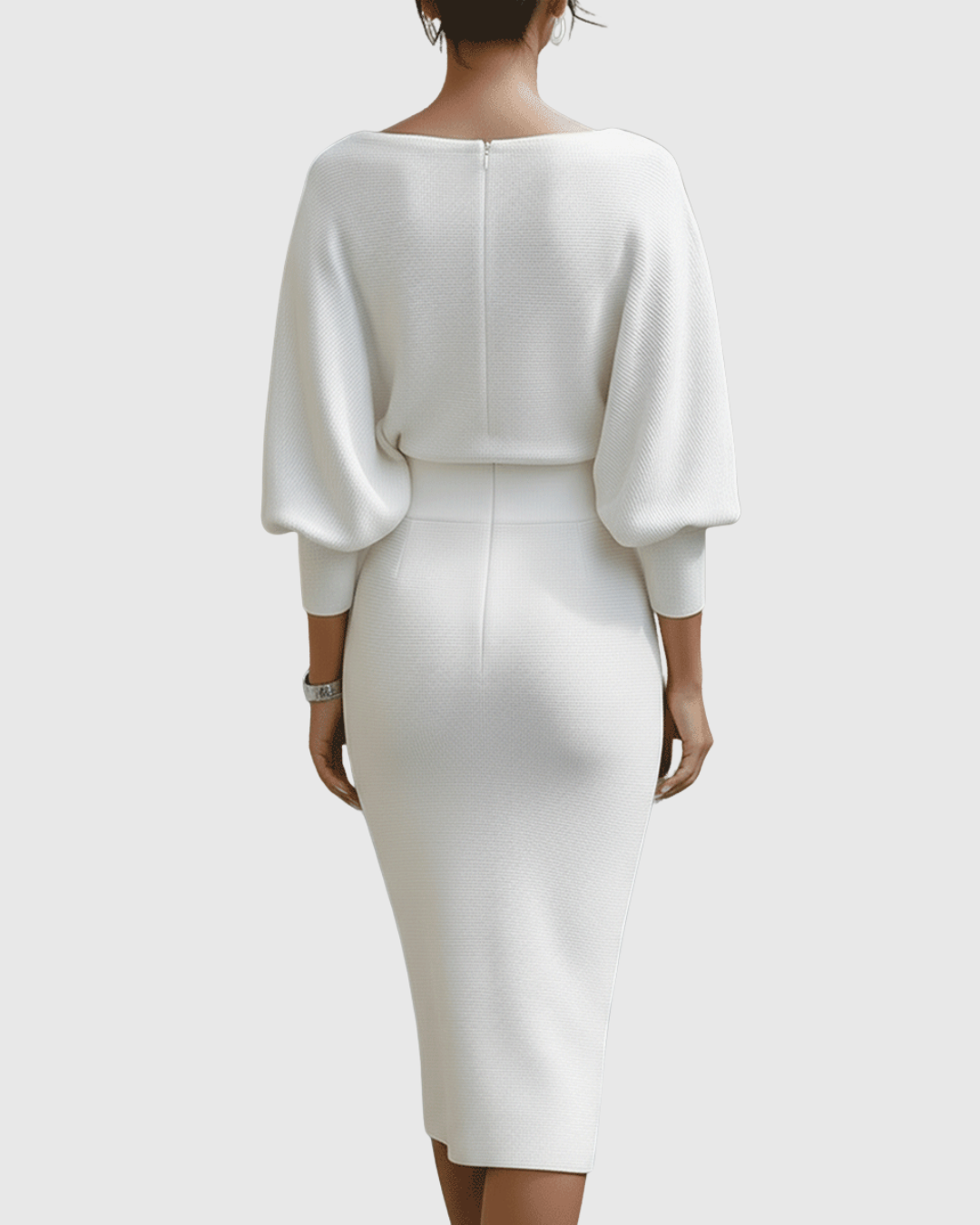 Ismeria | Women's Draped Batwing Midi Dress with Cowl Neckline