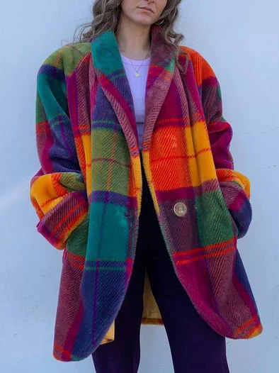 Women Oversized Winter Plaid Coat