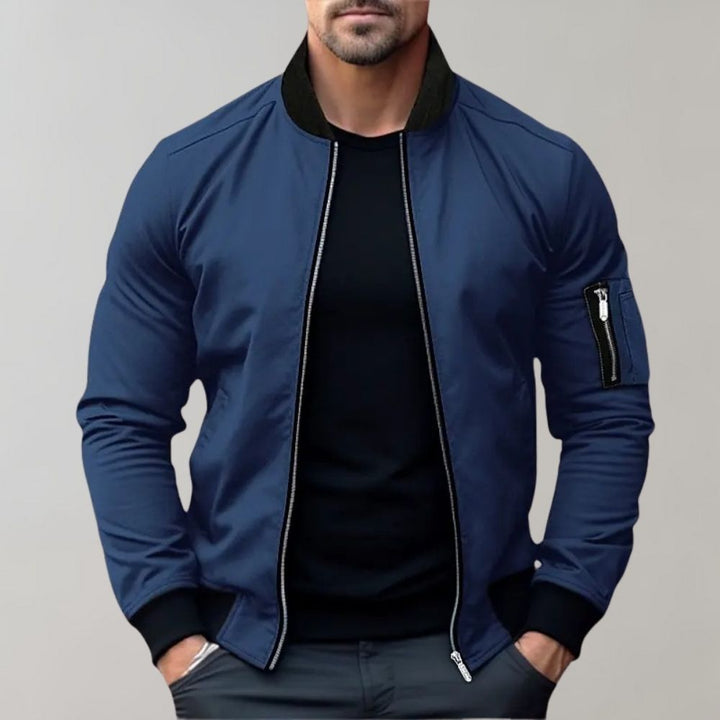 Men's Slim Fit Zip-Up Bomber Jacket with Pockets
