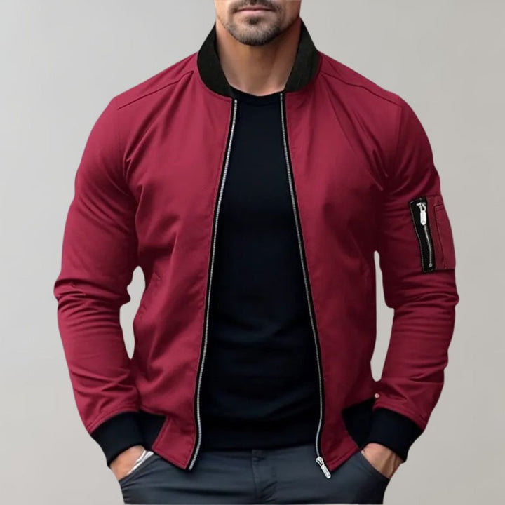 Men's Slim Fit Zip-Up Bomber Jacket with Pockets