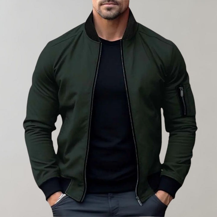 Men's Slim Fit Zip-Up Bomber Jacket with Pockets