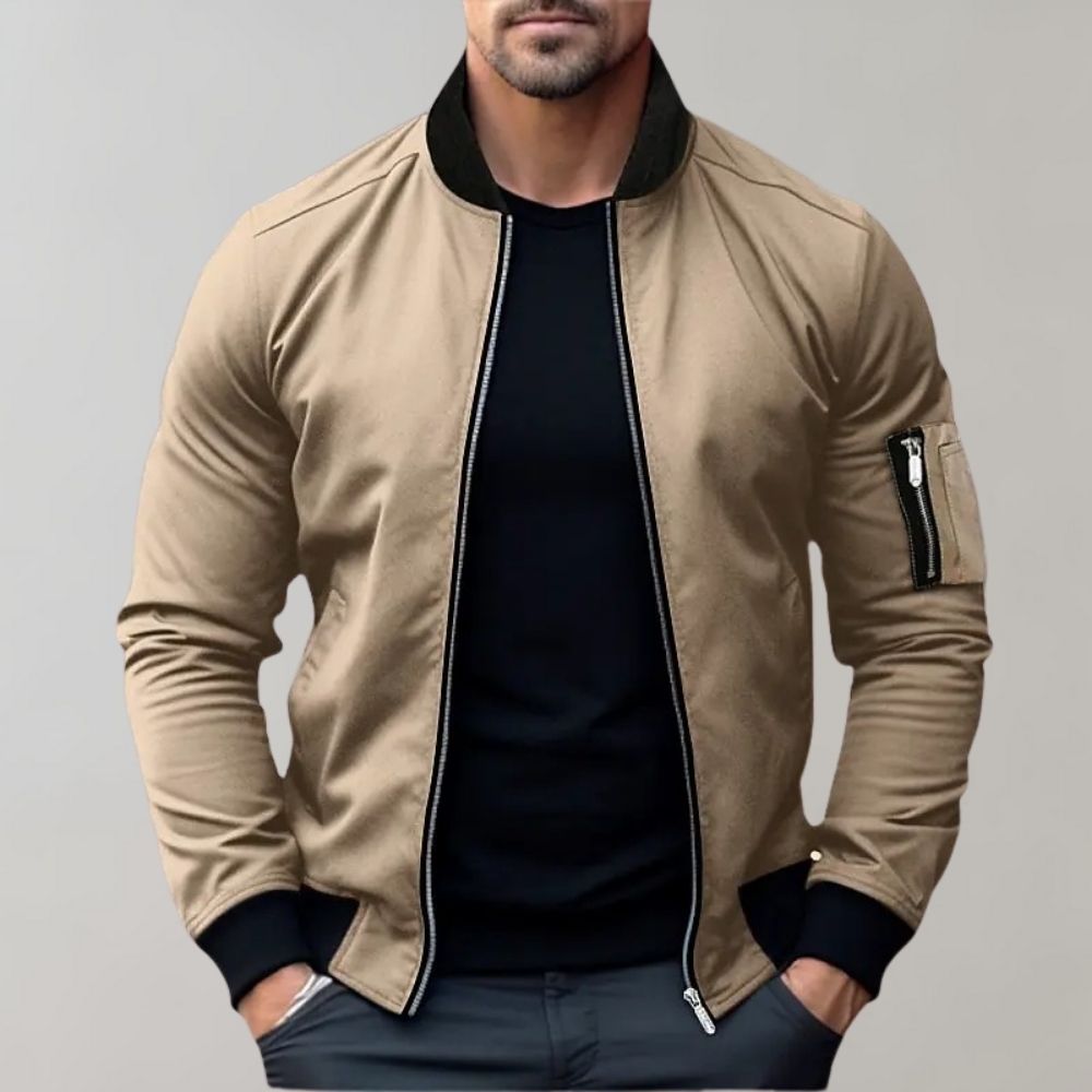 Men's Slim Fit Zip-Up Bomber Jacket with Pockets