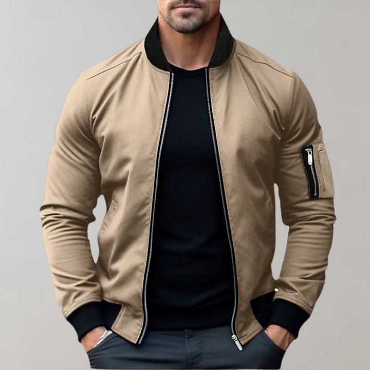Men's Slim Fit Zip-Up Bomber Jacket with Pockets