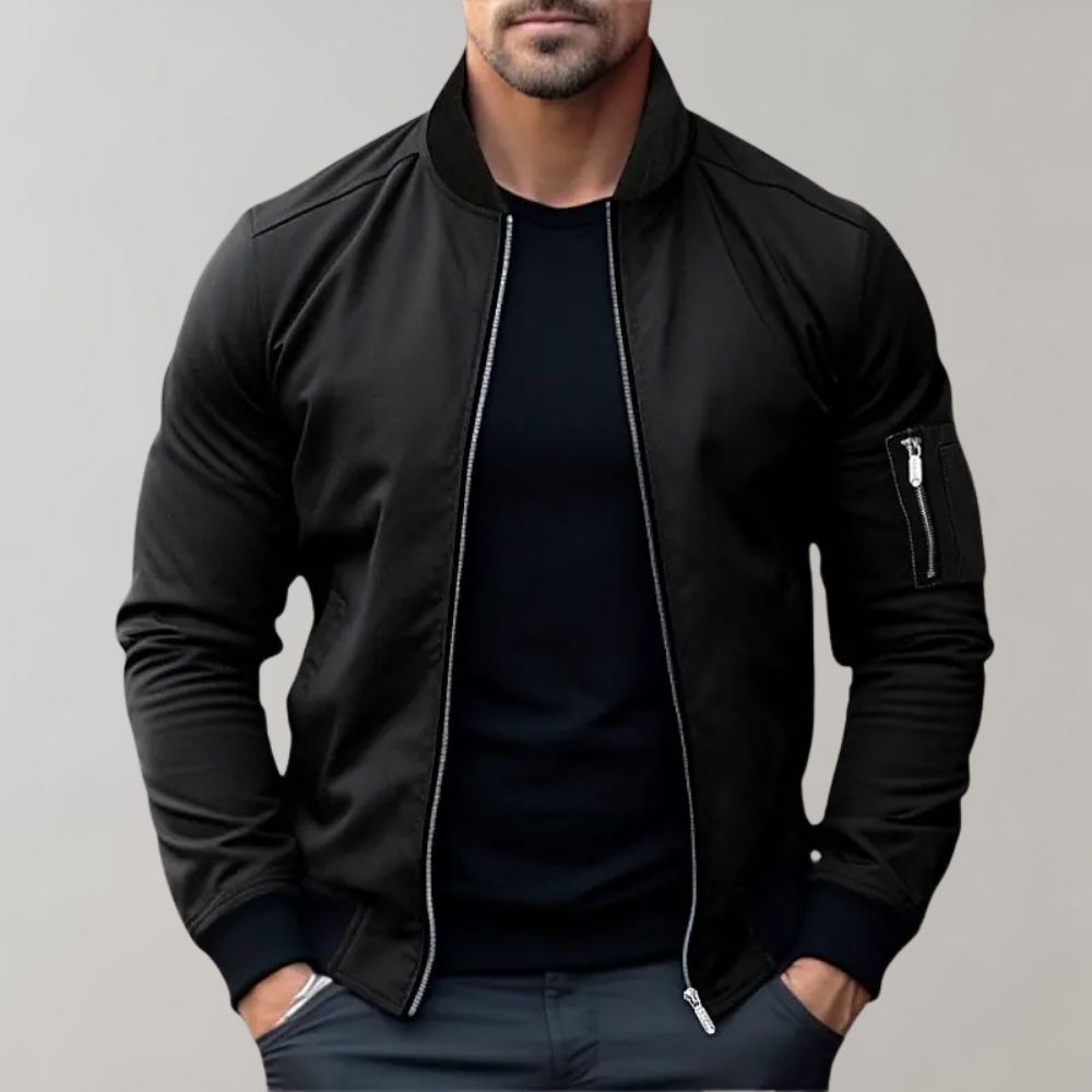 Men's Slim Fit Zip-Up Bomber Jacket with Pockets
