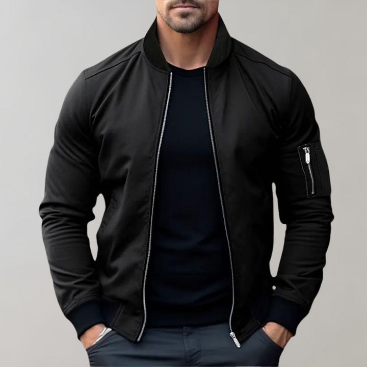 Men's Slim Fit Zip-Up Bomber Jacket with Pockets