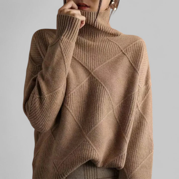 Rebecca | Women’s Winter Oversized Patterned Turtlenecks Sweater