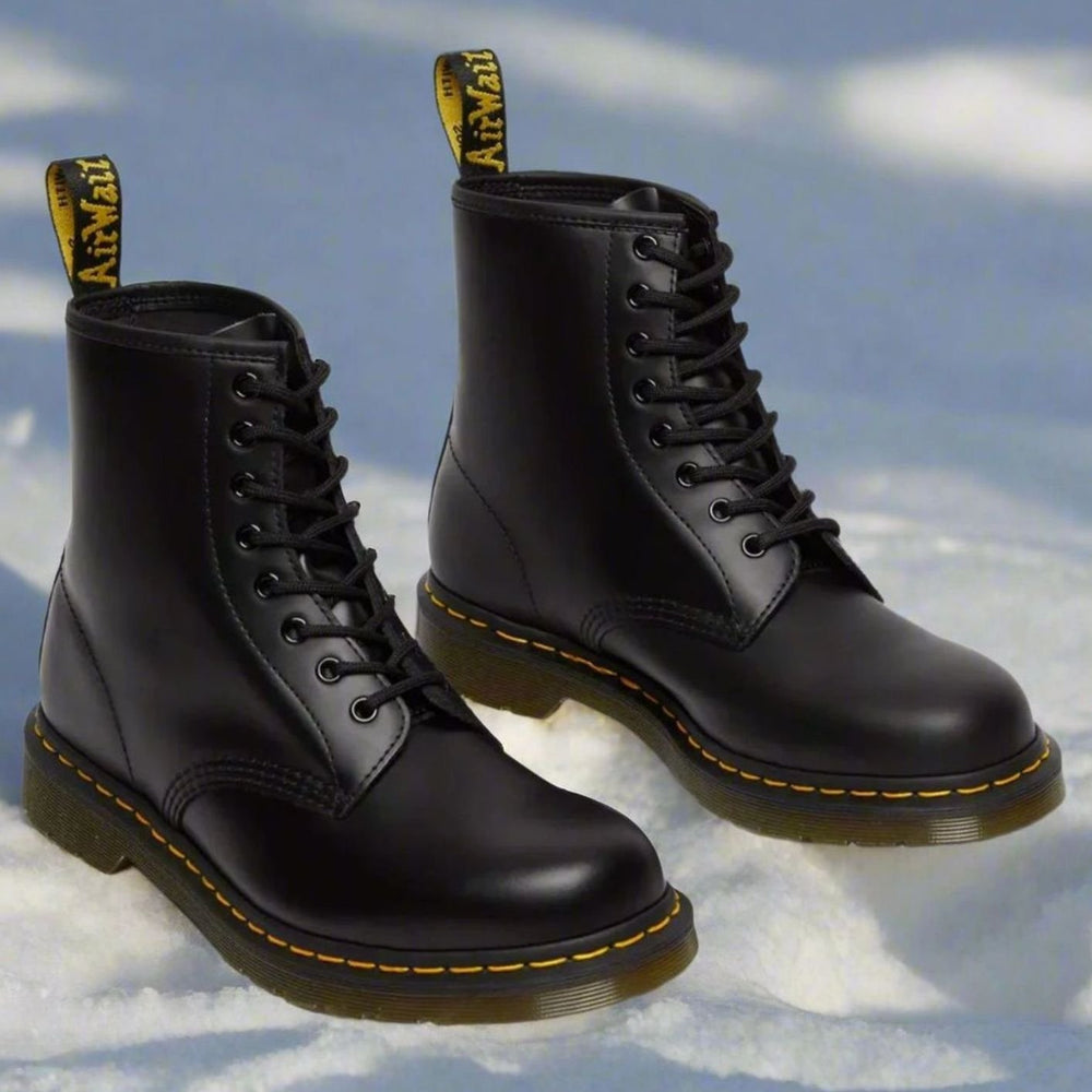 Men's Black Leather-Look Lace-Up Ankle Boots