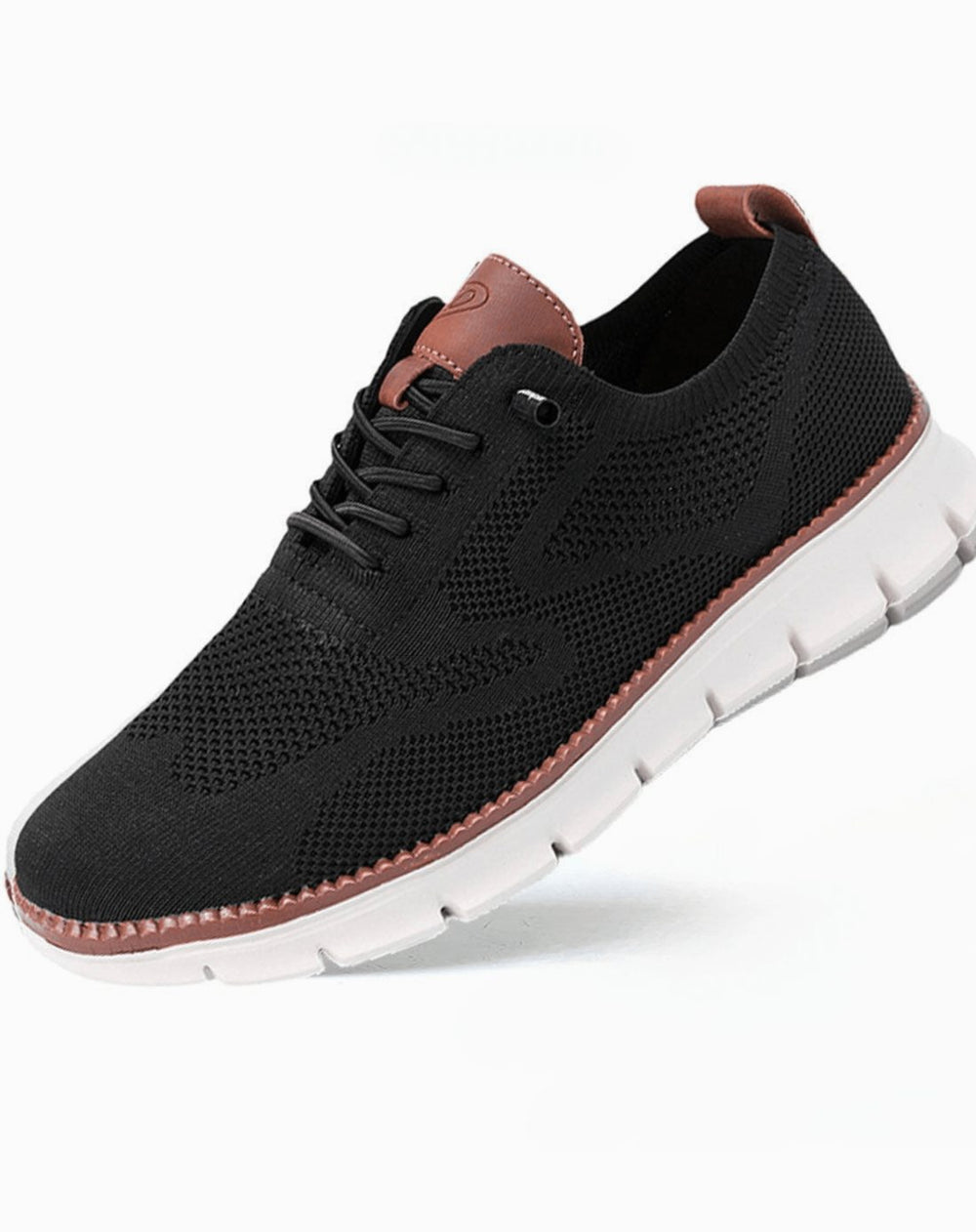 Men's Breathable Knit Lace-Up Lightweight Everyday Trainers - Black