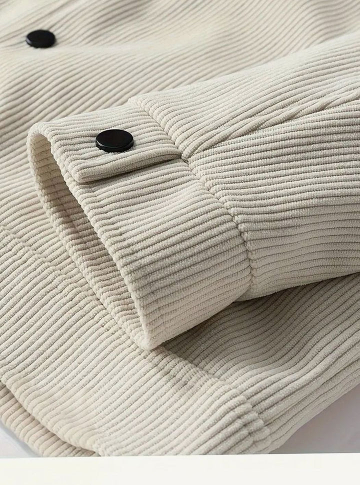 Men's Corduroy Snap-Button Shirt Jacket with Chest Pockets