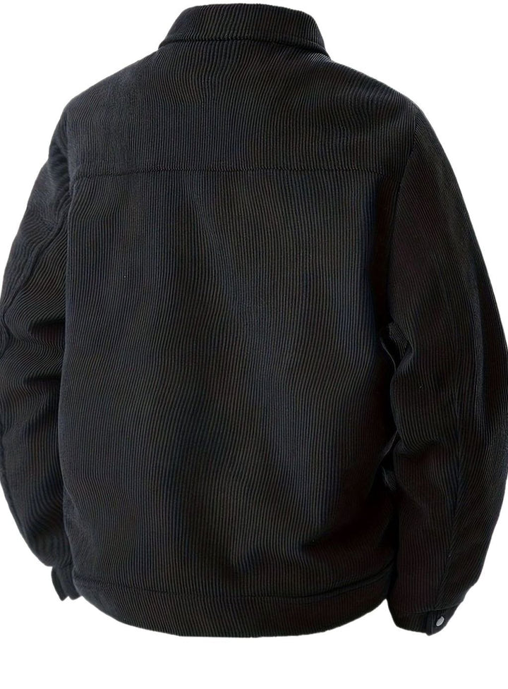 Men's Corduroy Snap-Button Shirt Jacket with Chest Pockets