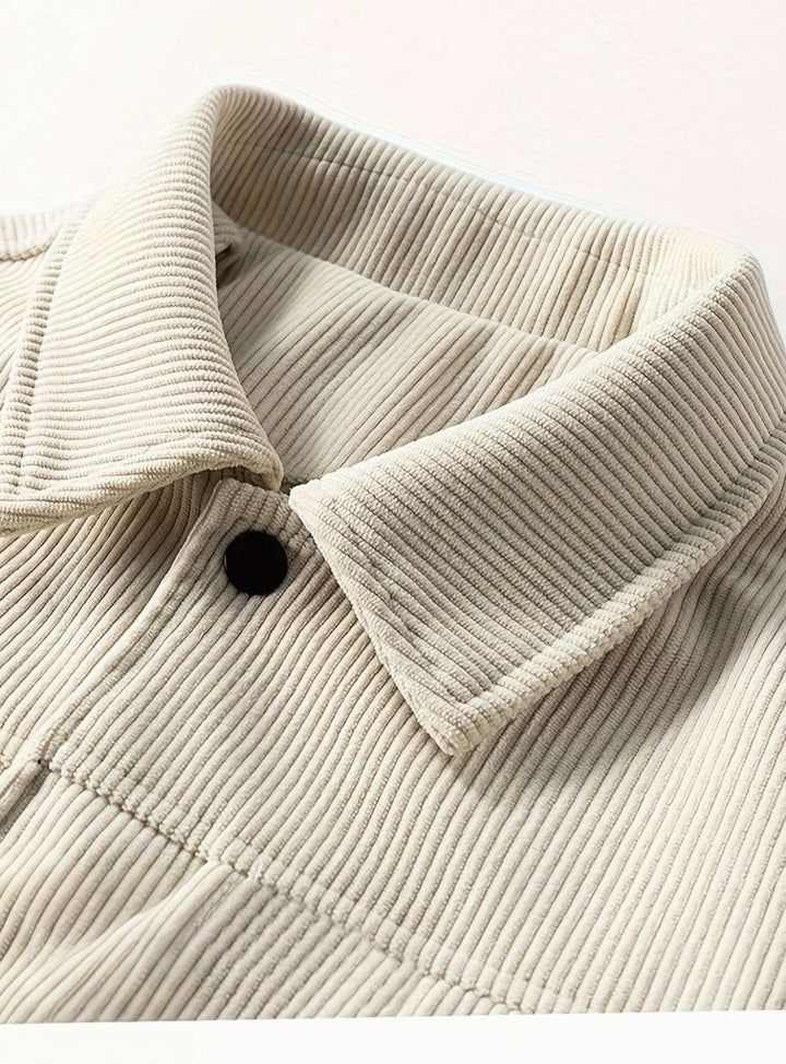 Men's Corduroy Snap-Button Shirt Jacket with Chest Pockets