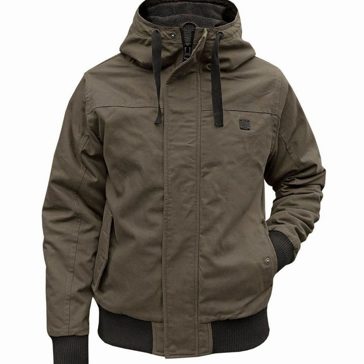 Men's Hooded Blouson Winter Jacket Windproof Fleece-Lined - Green