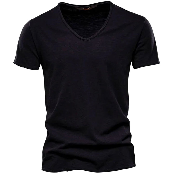 Men's Lightweight Cotton V-Neck Short Sleeve T-Shirt - Black