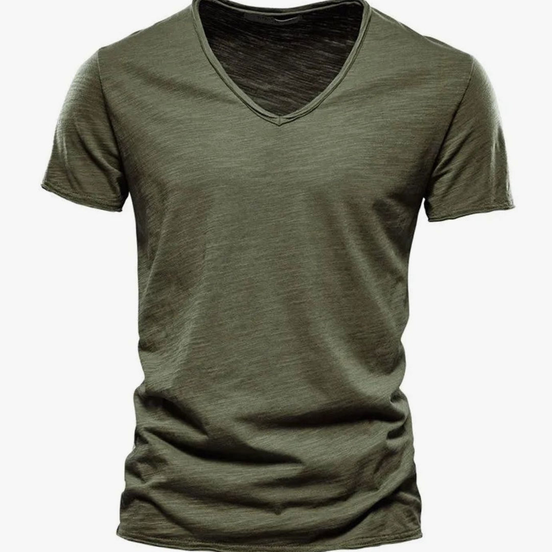 Men's Lightweight Cotton V-Neck Short Sleeve T-Shirt - Green