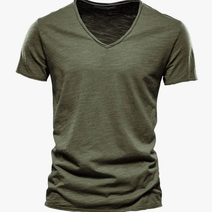 Men's Lightweight Cotton V-Neck Short Sleeve T-Shirt - Green