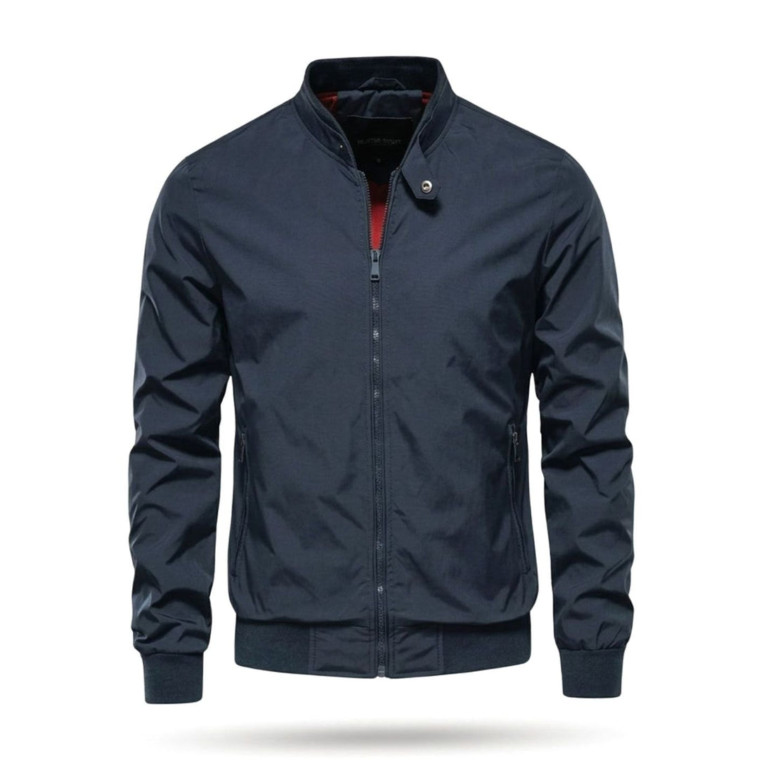 Men's Lightweight Zip-Up Bomber Jacket Ribbed Cuffs - Blue