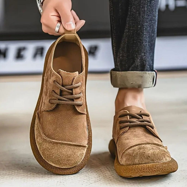 Men's Orthopedic Cushioned Suede Lace-Up Comfort Shoes - Khaki