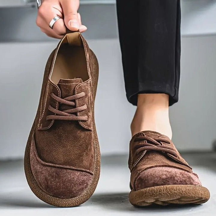 Men's Orthopedic Cushioned Suede Lace-Up Comfort Shoes - Brown