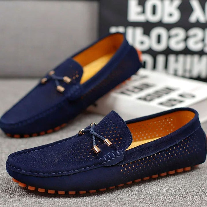 Men's Perforated Suede Slip-On Driving Loafers