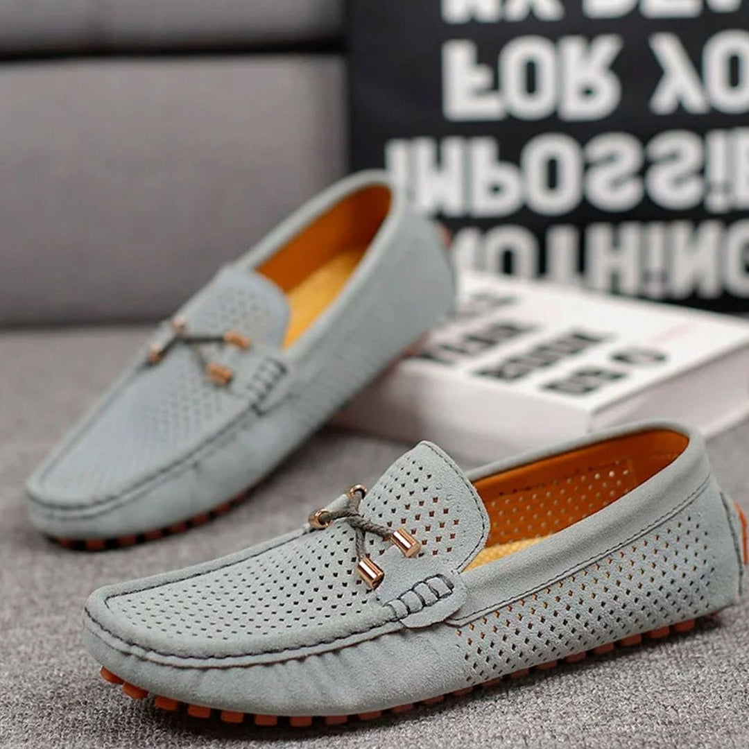 Men's Perforated Suede Slip-On Driving Loafers