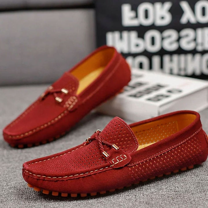 Men's Perforated Suede Slip-On Driving Loafers