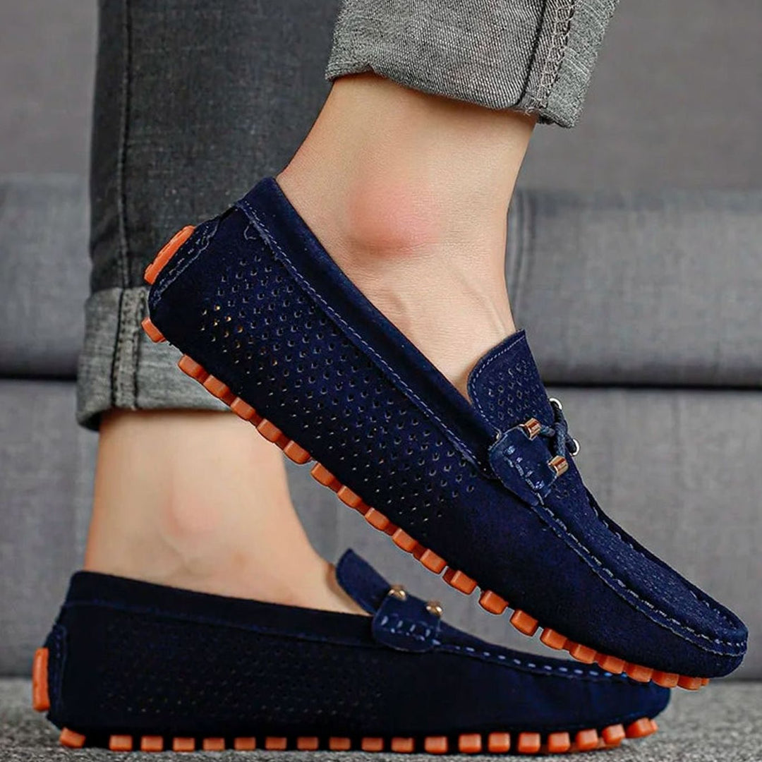 Men's Perforated Suede Slip-On Driving Loafers