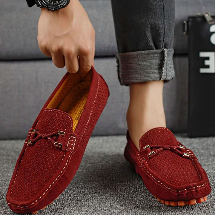 Men's Perforated Suede Slip-On Driving Loafers