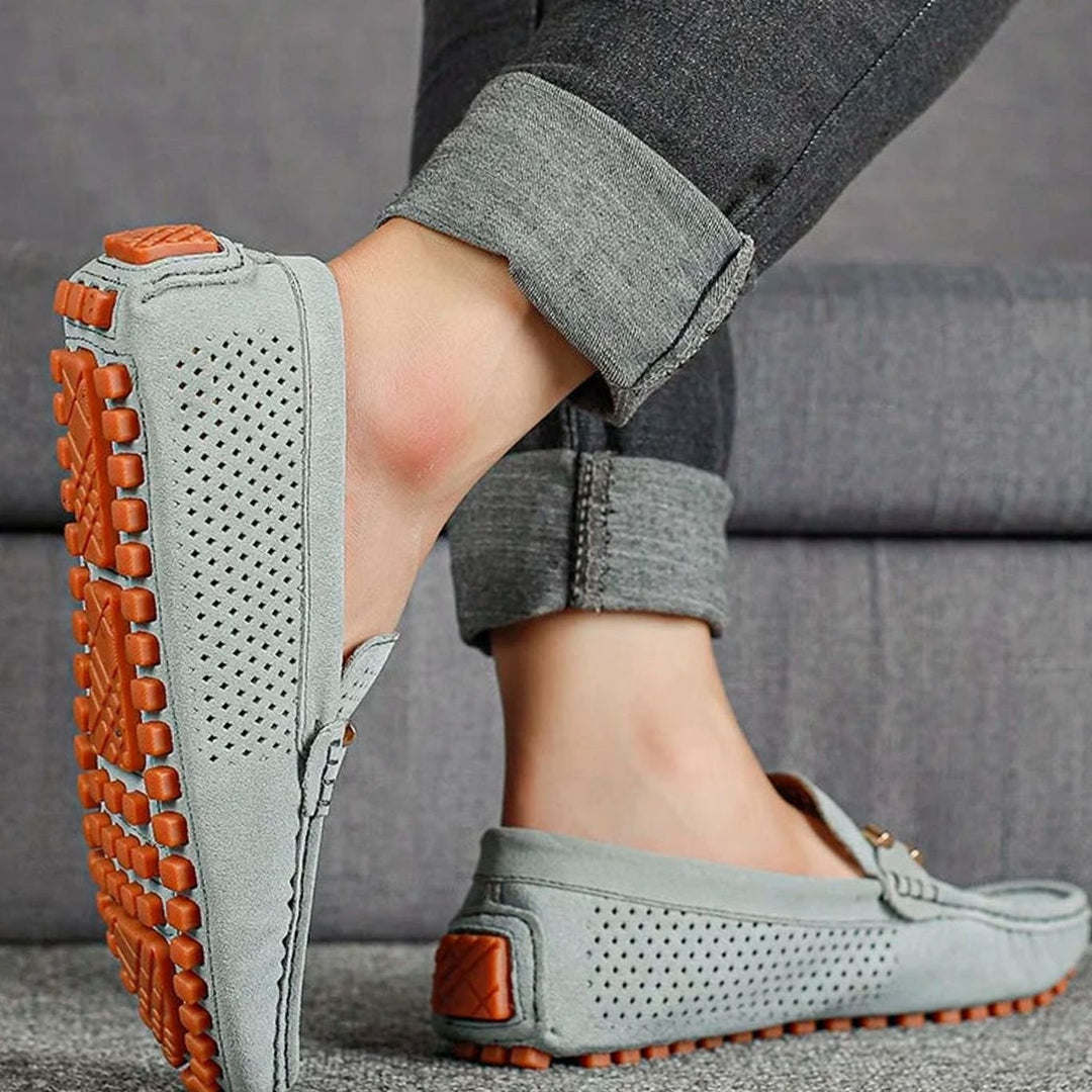 Men's Perforated Suede Slip-On Driving Loafers