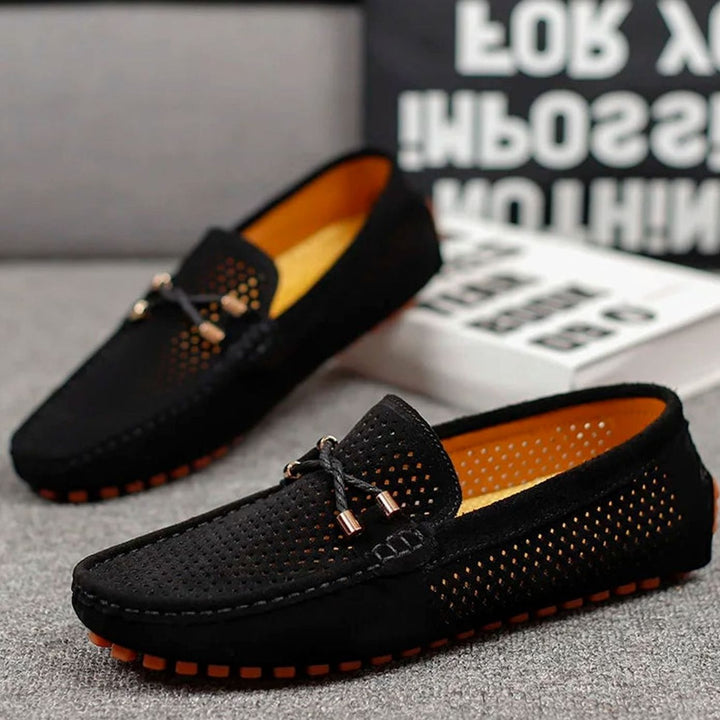 Men's Perforated Suede Slip-On Driving Loafers