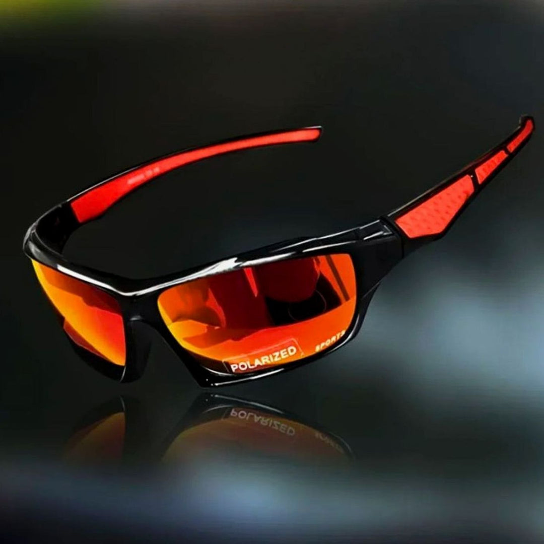 Men's Polarized Shield Sport Wrap Sunglasses - Red