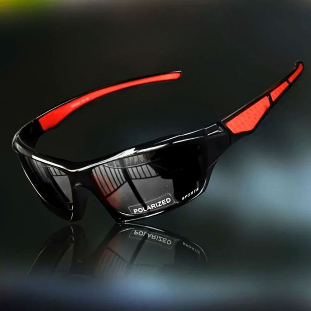 Men's Polarized Shield Sport Wrap Sunglasses - Black