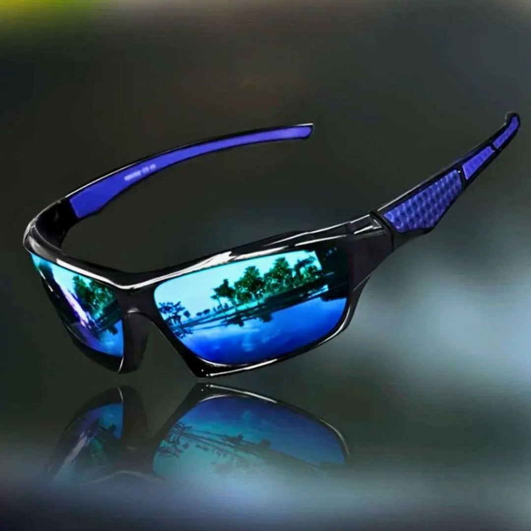 Men's Polarized Shield Sport Wrap Sunglasses - Blue