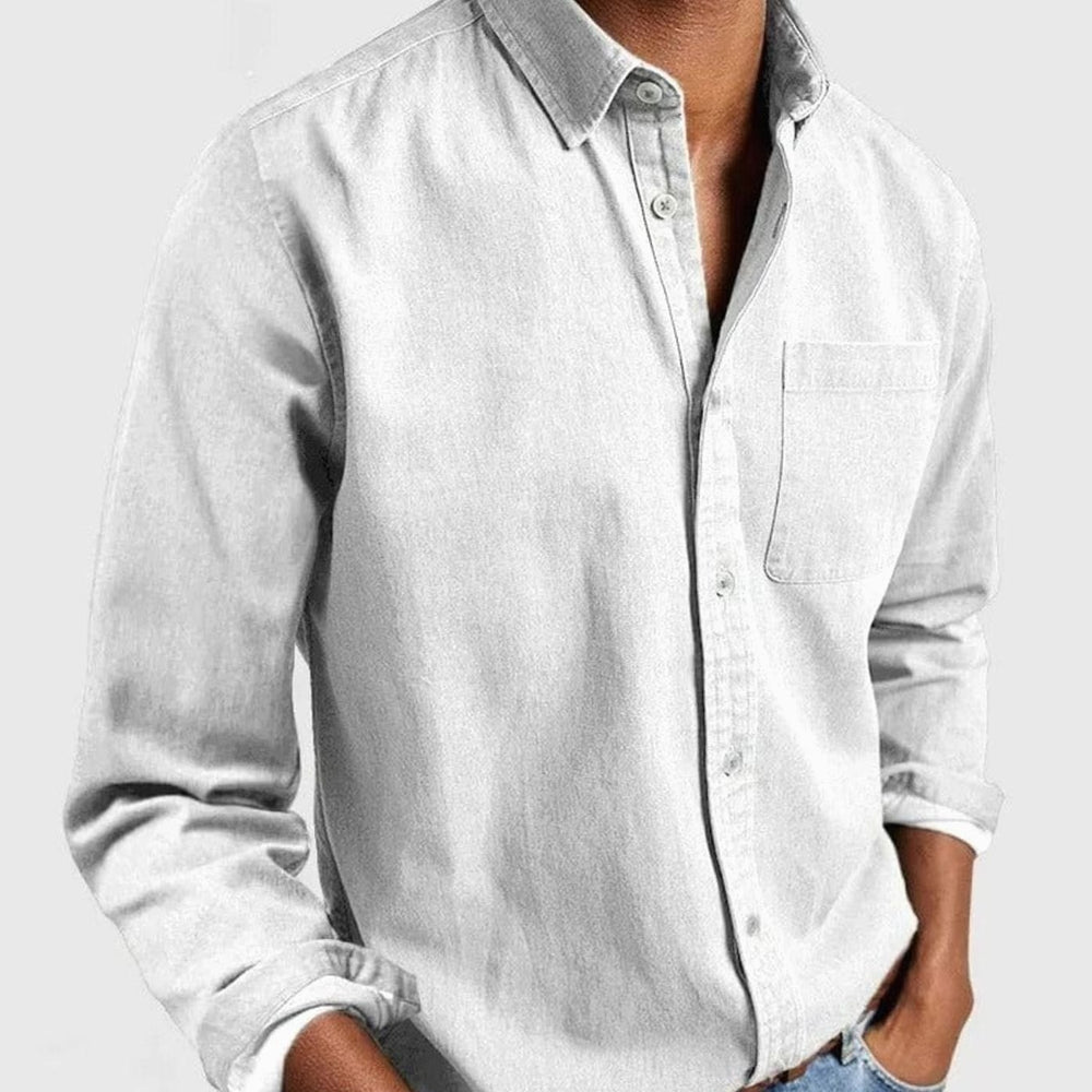 Men's Premium-Fit Long-Sleeve Button-Up Casual Shirt - White