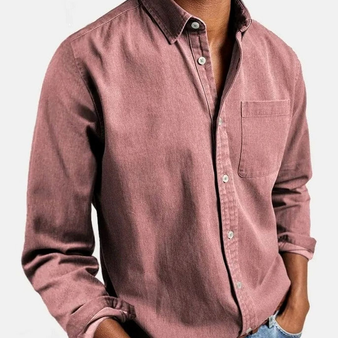 Men's Premium-Fit Long-Sleeve Button-Up Casual Shirt - Pink