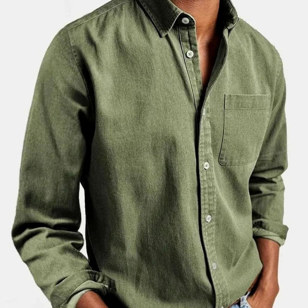 Men's Premium-Fit Long-Sleeve Button-Up Casual Shirt - Green