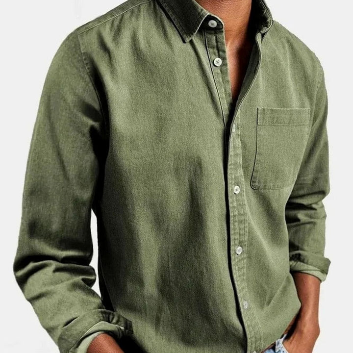 Men's Premium-Fit Long-Sleeve Button-Up Casual Shirt - Green