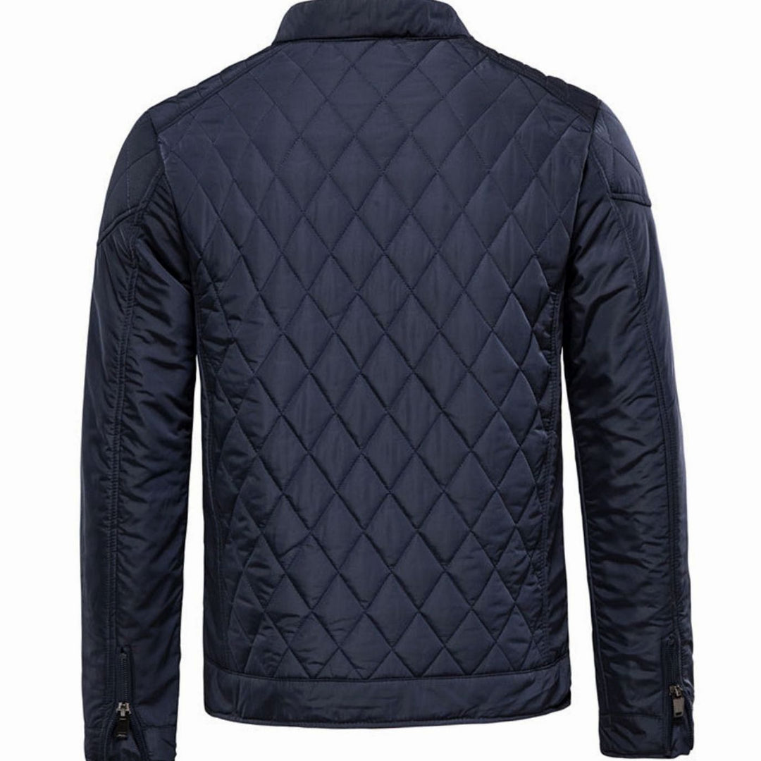 Men's Quilted Diamond-Stitch Zip-Up Padded Jacket