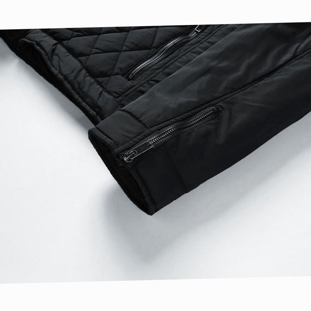 Men's Quilted Diamond-Stitch Zip-Up Padded Jacket