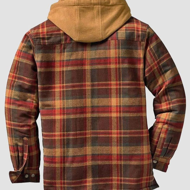 Men's Quilted-Lined Hooded Flannel Checked Shirt Jacket