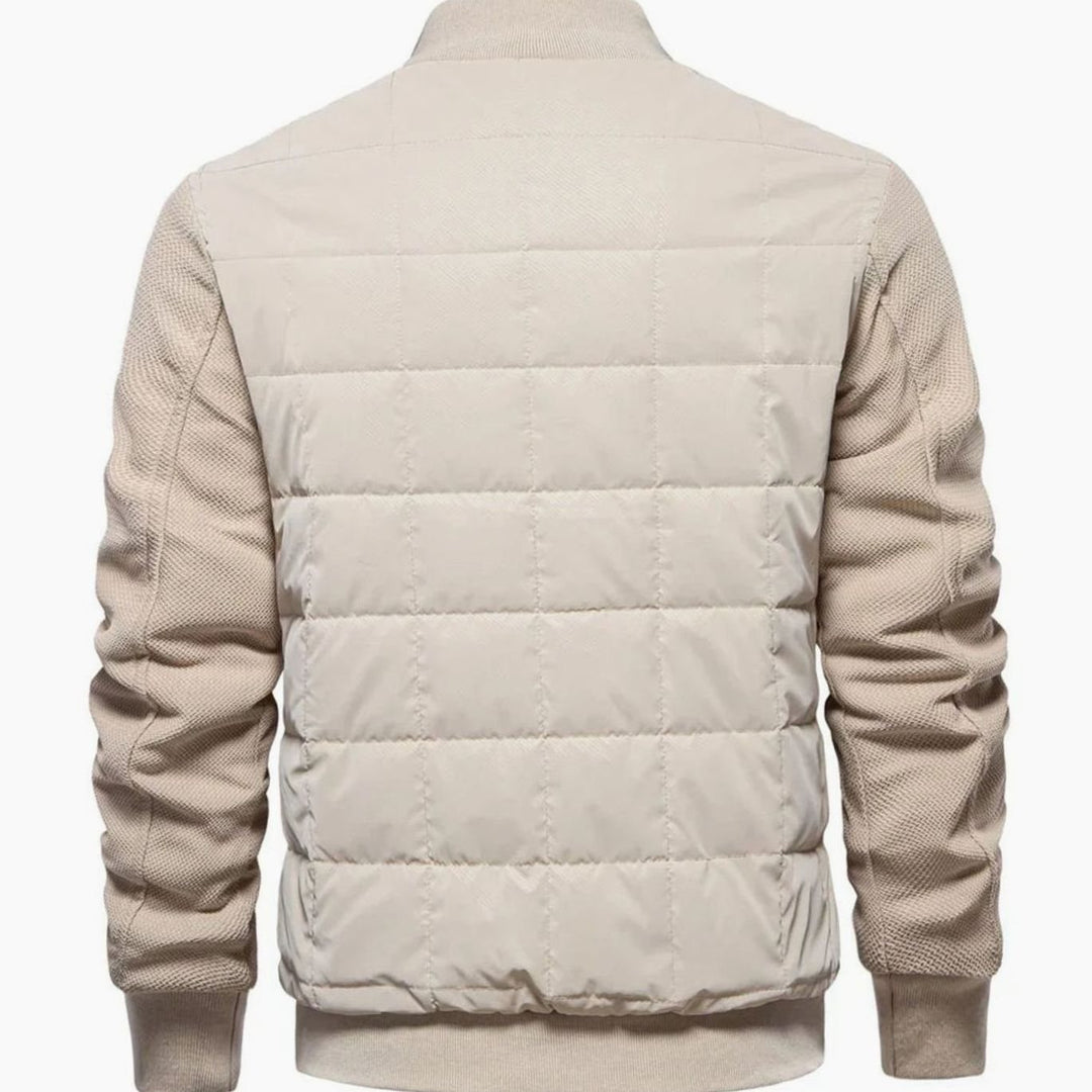 Men's Quilted Puffer Knit-Sleeve Zip-Up Winter Jacket