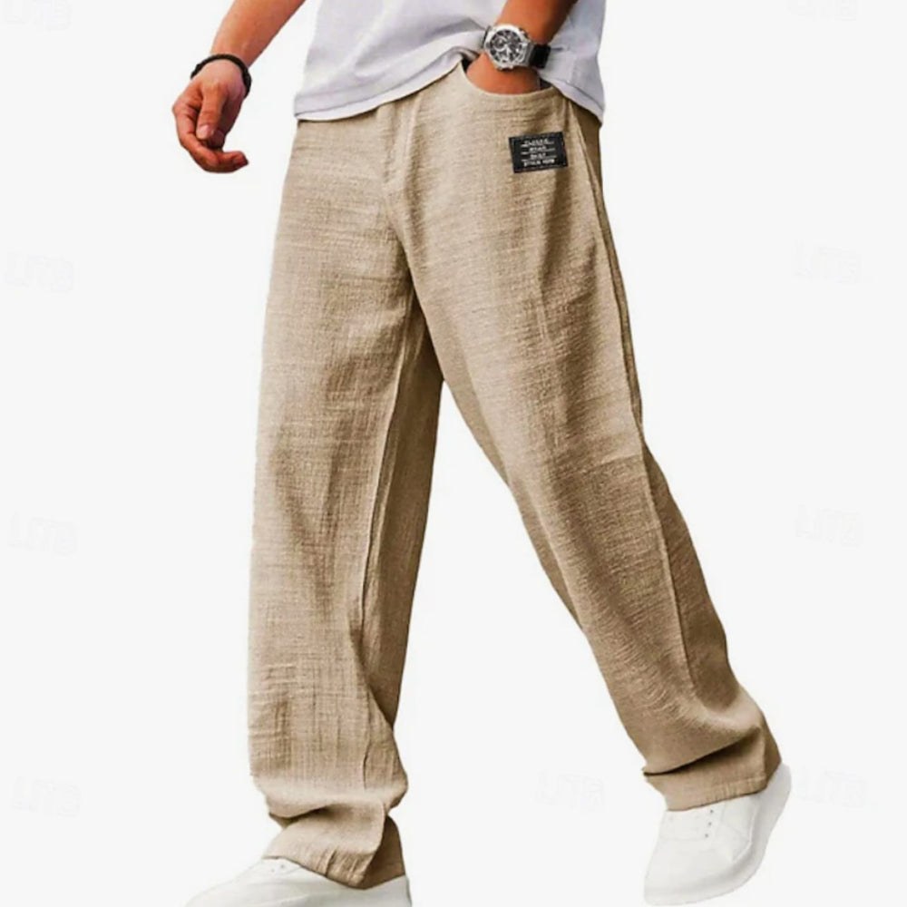 Men's Relaxed-Fit Lightweight Wide-Leg Casual Trousers - Beige