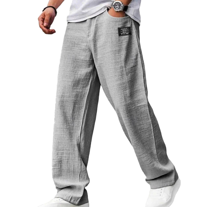 Men's Relaxed-Fit Lightweight Wide-Leg Casual Trousers - Grey