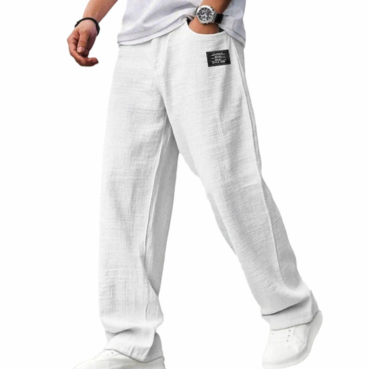 Men's Relaxed-Fit Lightweight Wide-Leg Casual Trousers - White