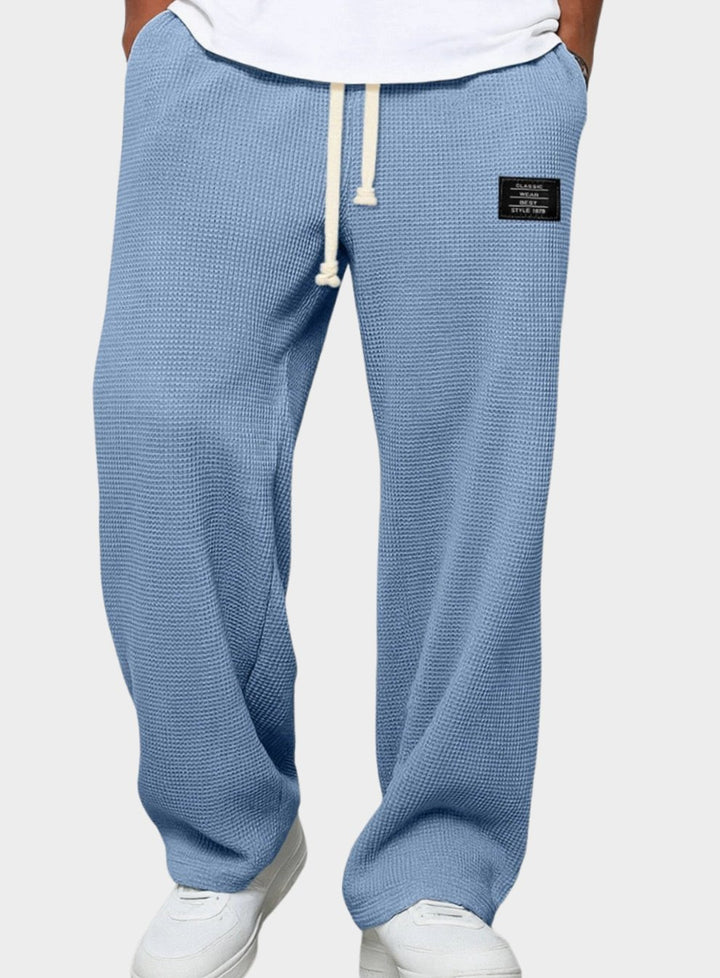Men's Relaxed Straight-Fit Waffle-Knit Drawstring Trousers
