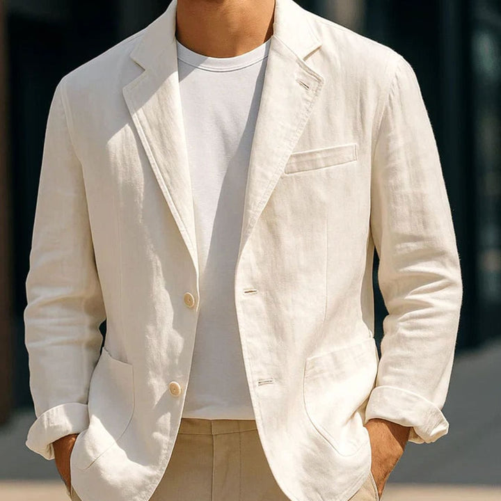 Men's Slim-Fit Lightweight Two-Button Blazer - White