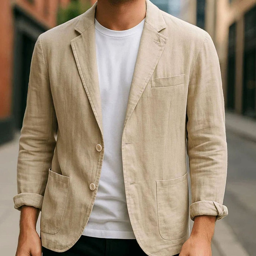 Men's Slim-Fit Lightweight Two-Button Blazer - Beige