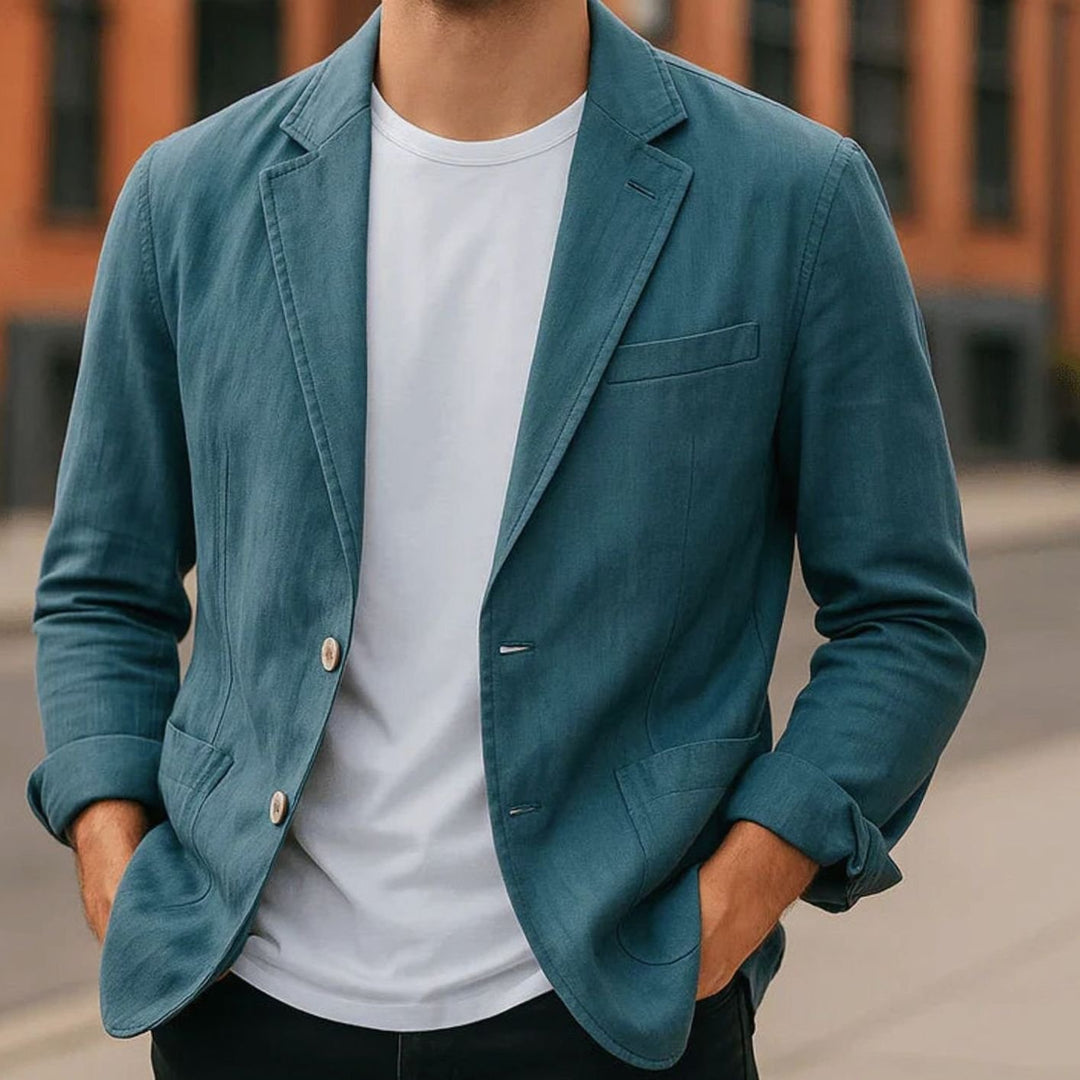 Men's Slim-Fit Lightweight Two-Button Blazer - Blue
