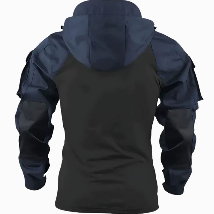 Men's Tactical Hooded Quarter-Zip Pullover Jacket Multi-Pocket