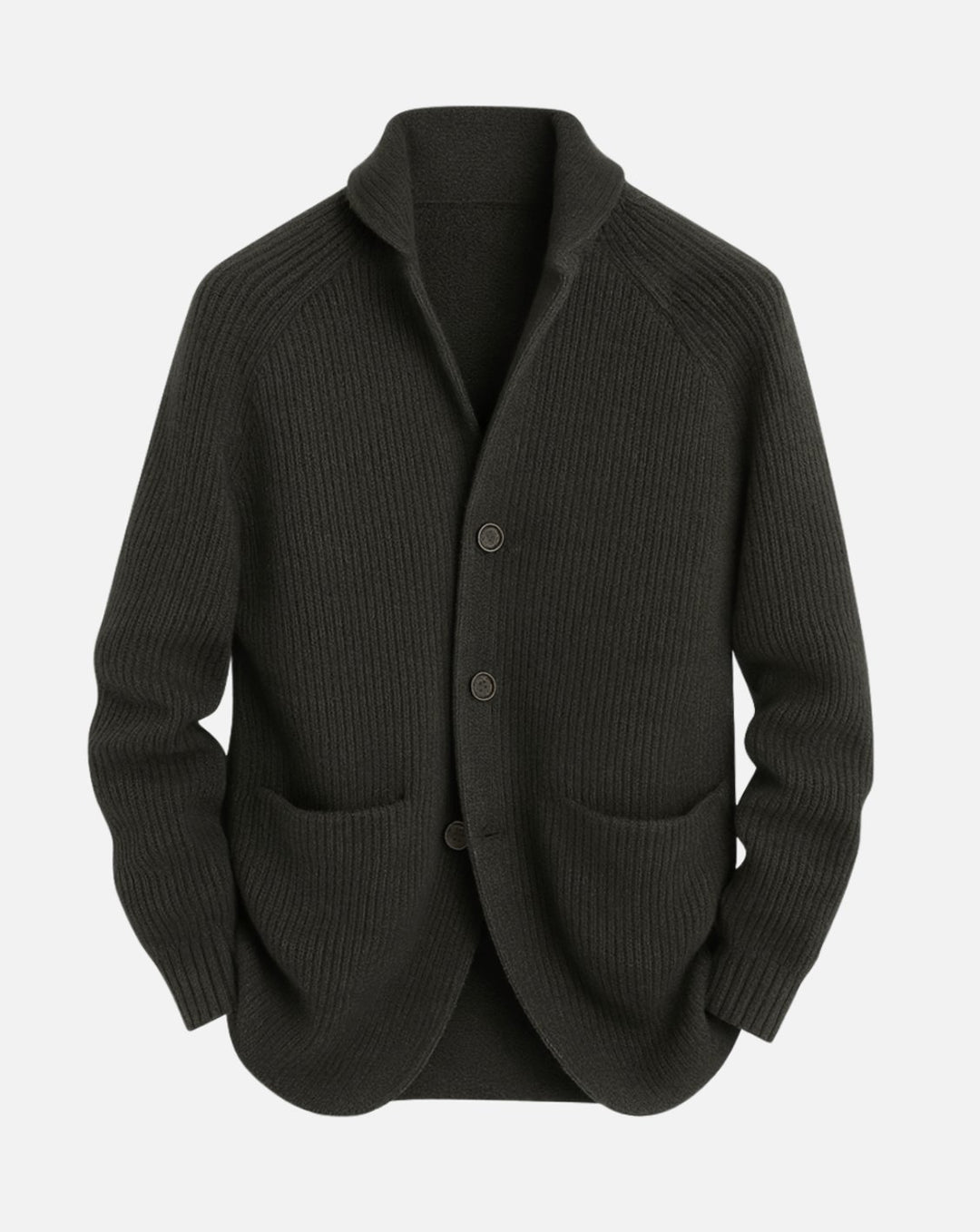 Men's Tailored Button-Front Ribbed Knit Cardigan