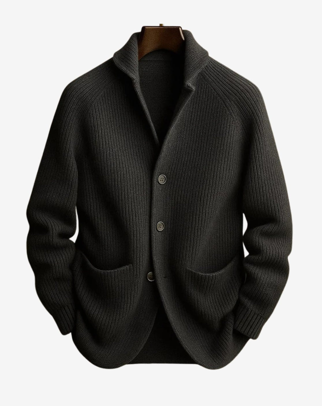 Men's Tailored Button-Front Ribbed Knit Cardigan - Grey